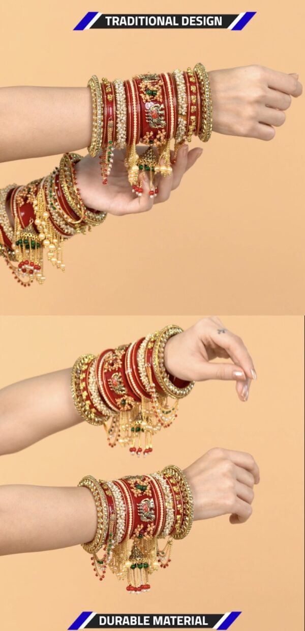 Beautiful Red & Golden Color Bridal Chuda Set, Wedding Choora Set for Women