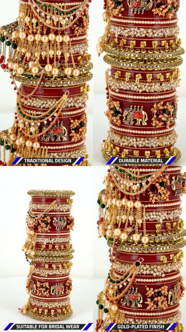 Beautiful Red & Golden Color Bridal Chuda Set, Wedding Choora Set for Women