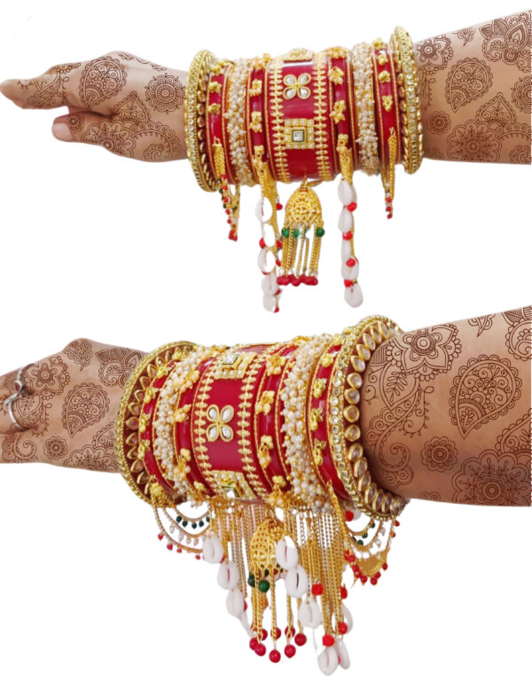 Premium Pearls Kundan Bangles Indian Bridal Jewelry Chuda Set - Image 2