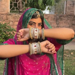 Asha white chura set for bridal