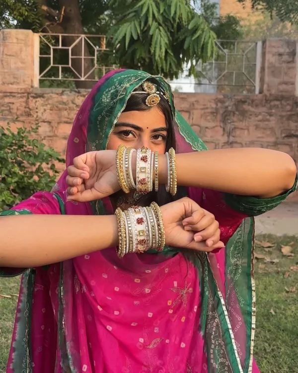 Asha white chura set for bridal